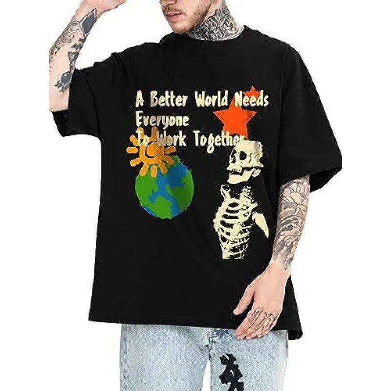 Men's printed street style sports t-shirt with digital pattern on polyester fabric