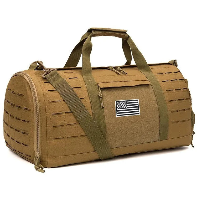 Men's Oxford cloth sports fitness handbag in Army Green colour showing 56x26x25cm dimensions