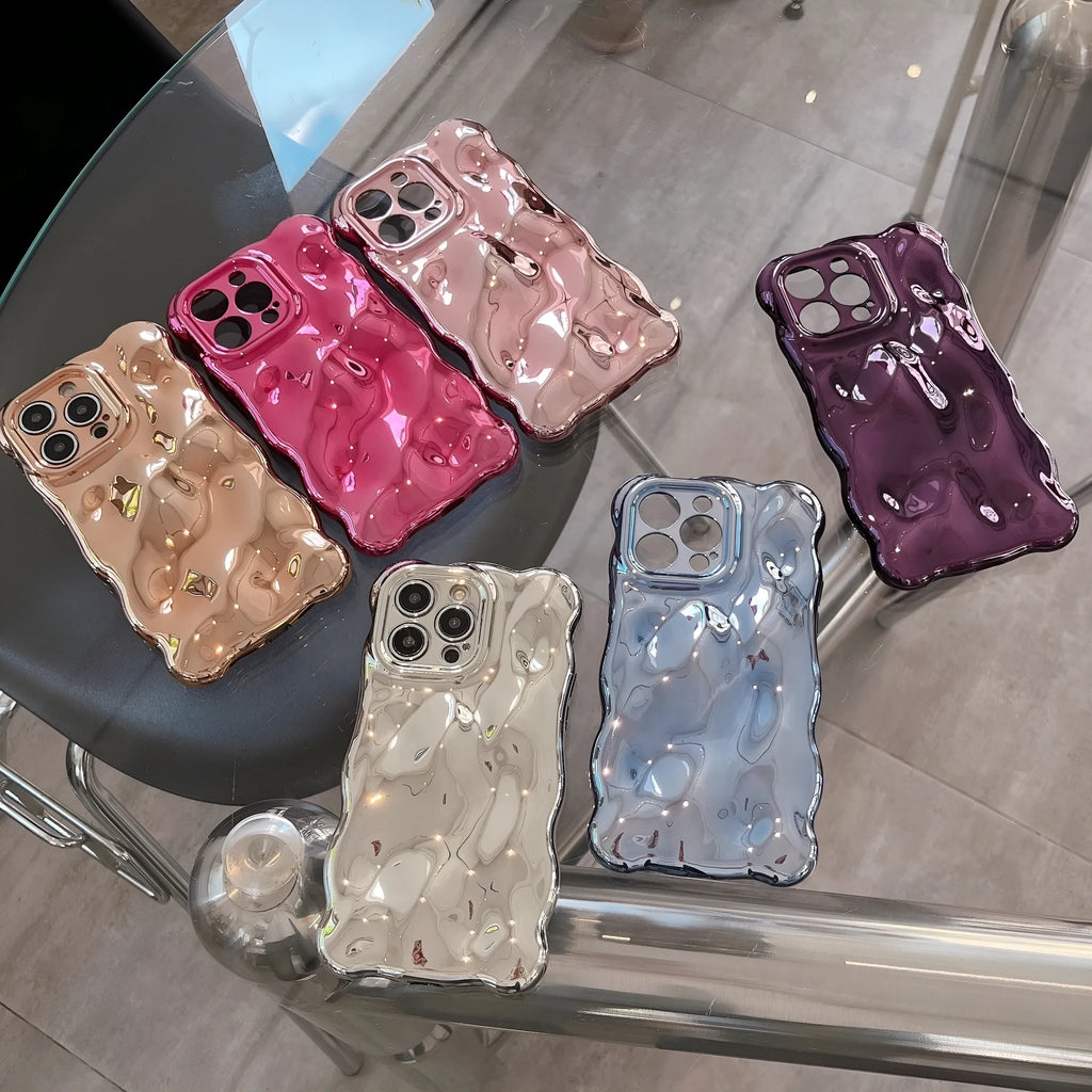 TPU phone case with bubble shell electroplating finish in silver for iPhone