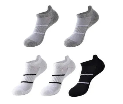 Men's towel bottom sports solid colour socks for running in black, white, gray, pink, mint green, orange, and fluorescent green