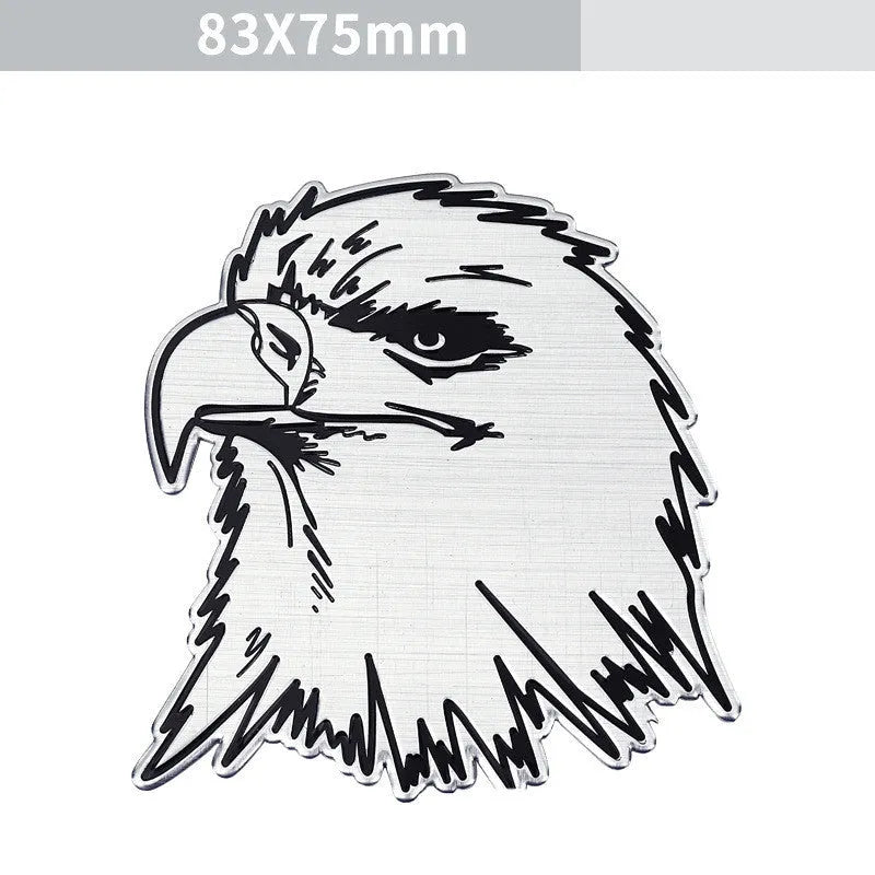 Aluminium car body stickers showing lion, eagle and tiger designs for vehicle decoration