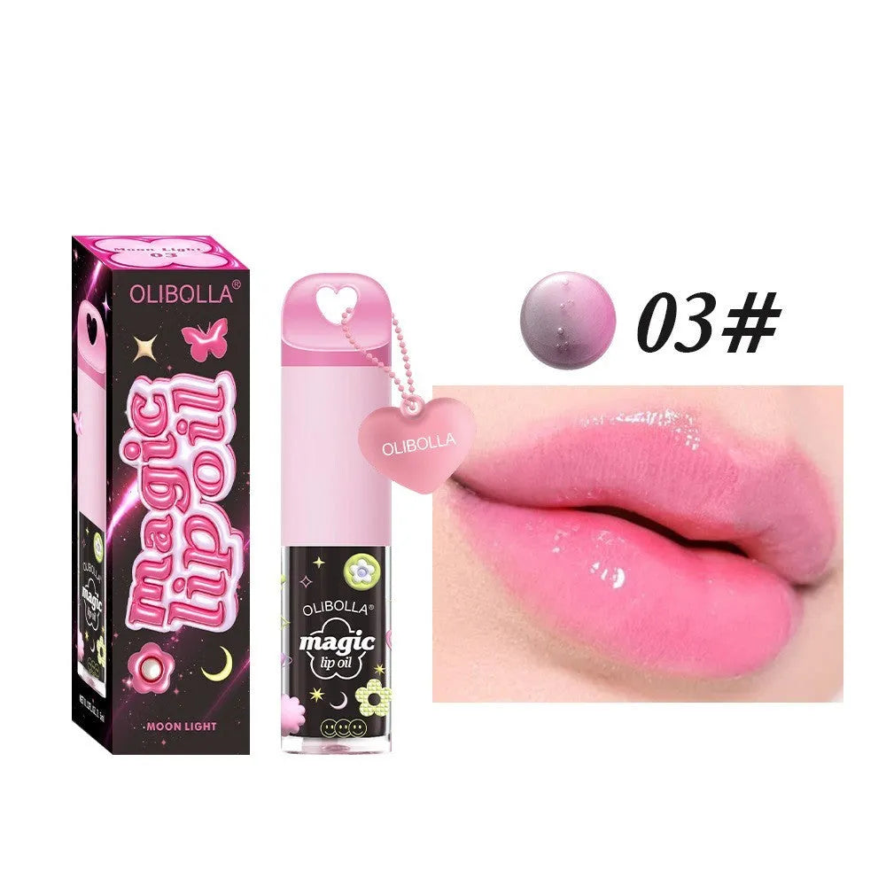 Temperature sensitive colour change lip gloss moisturising nourishing lip oil in six colour options