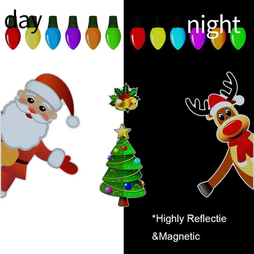 Medium reflective cartoon Christmas elk magnetic car decoration sticker in colour RFM025.