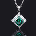 S925 silver emerald diamond jewellery set with necklace earrings and ring on display