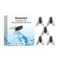 Five small 1.5cm silicone insect fishing lures in a plastic storage box.
