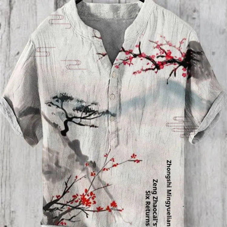3D digital animal style short sleeve shirt on a hanger, showing graphic print detail.
