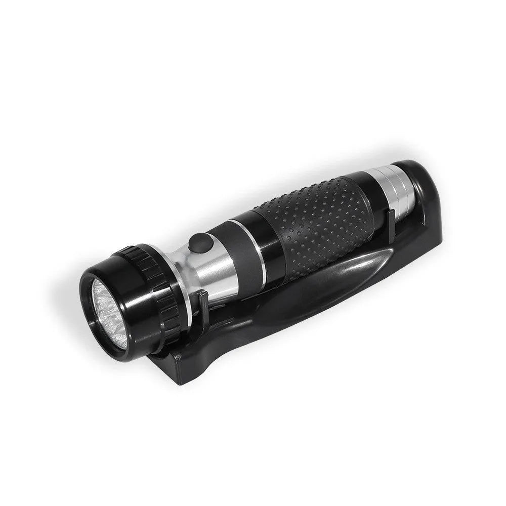 Rechargeable wall mounted flashlight aluminium alloy black finish on base with head ring 52mm