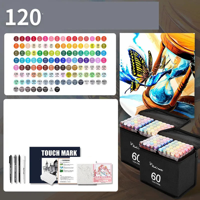 Watercolour pen set for children with 24 colours in a pencil bag, flower design