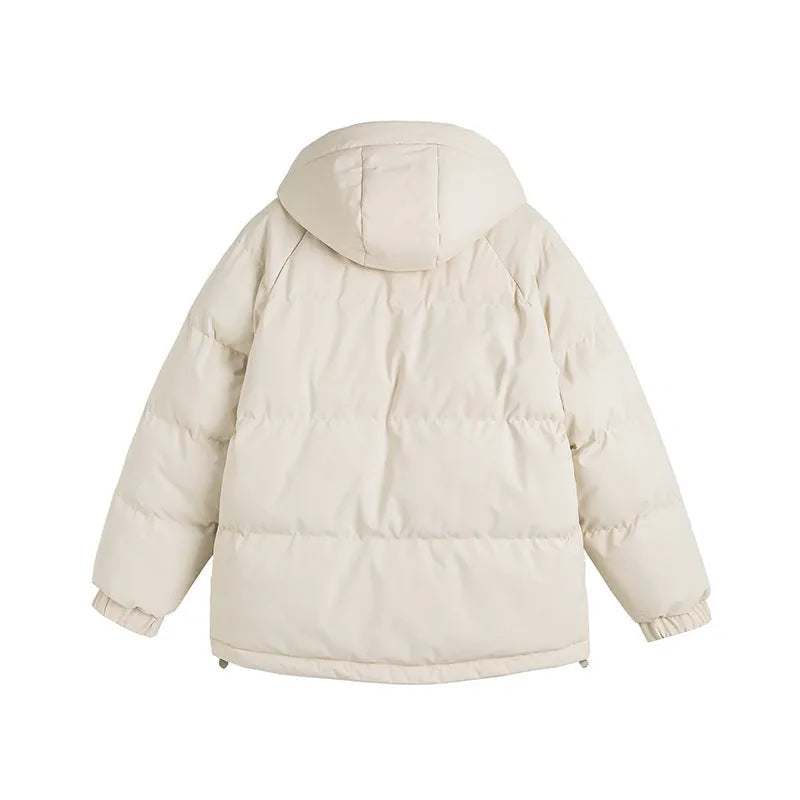 Loose winter cotton jacket in solid colour with side pockets on mannequin