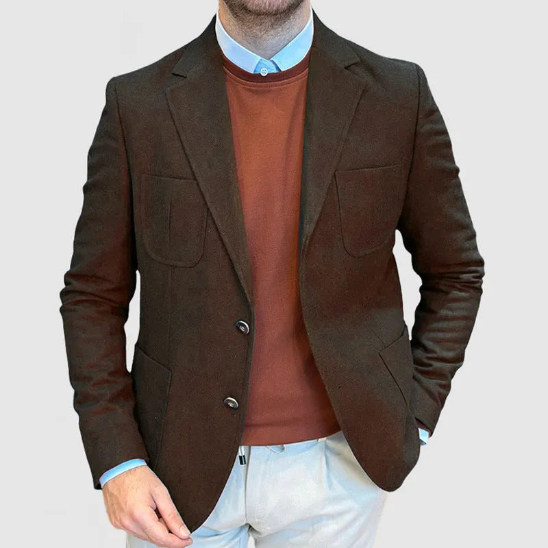 Men's loose fit cotton casual jacket in retro style shown in army green colour