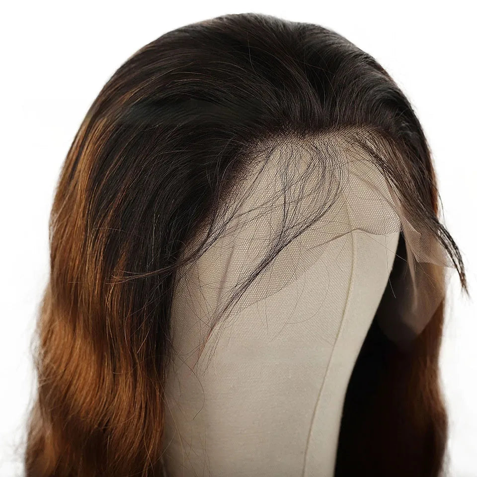 Real human hair lace front wig with gradient colour in Ruili style, showing length options.