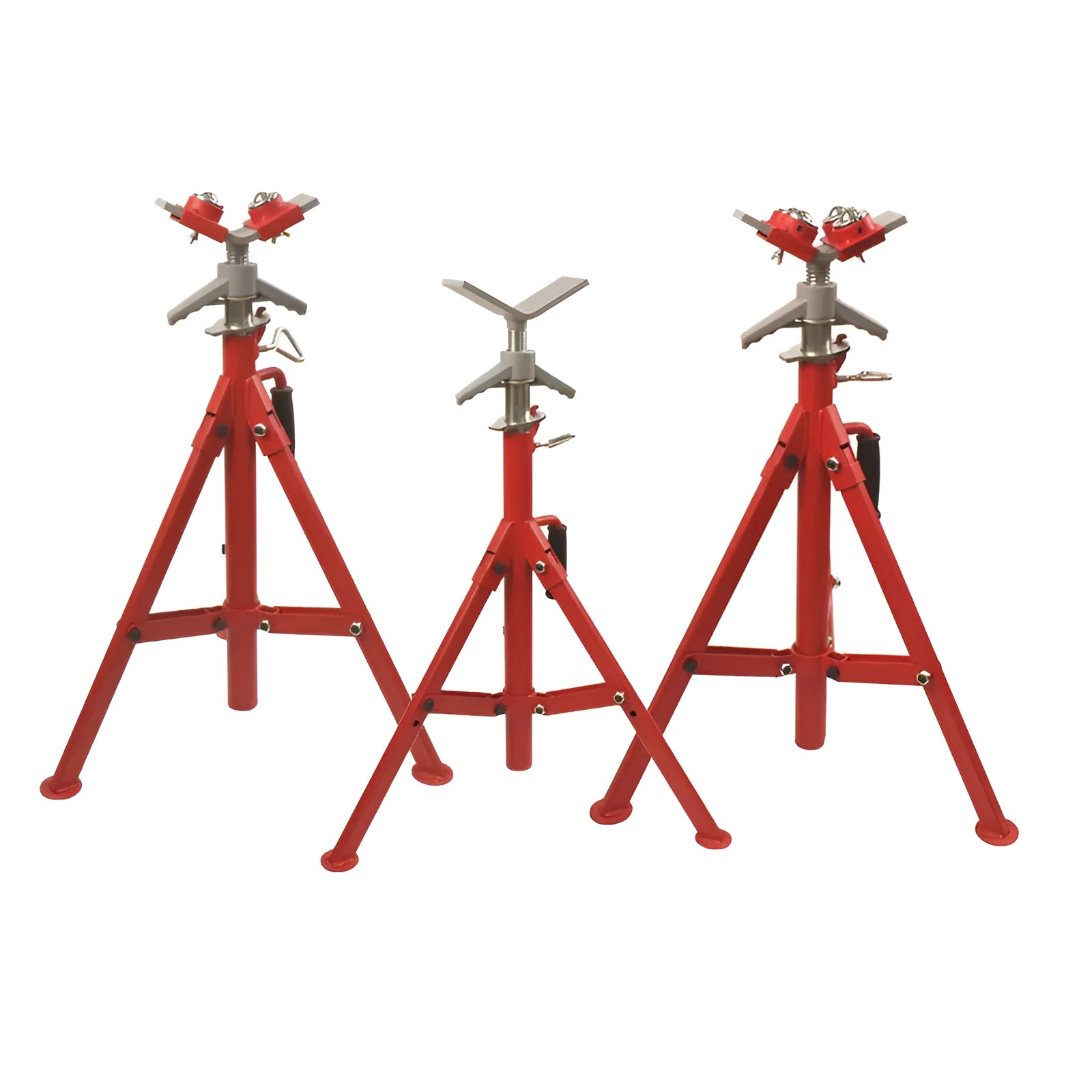 V-head pipe bracket with ball supports for steel pipe installation