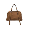 Women's genuine leather retro shoulder bag in horizontal square shape with double joint straps