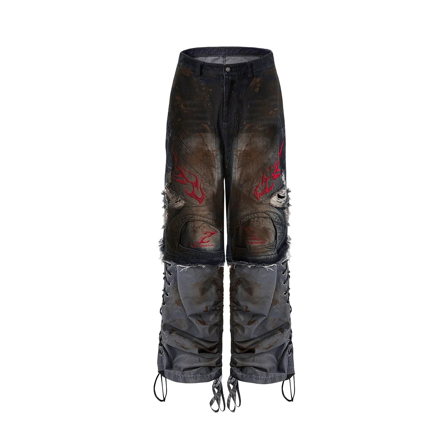 Men's retro jeans with detachable trouser legs in loose wide fit denim