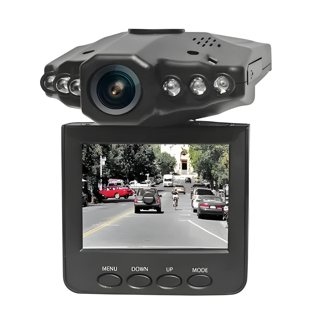 H198 model car dashboard camera with infrared LEDs and 2.4-inch screen on a windscreen mount.