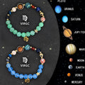 Natural stone beaded zodiac bracelets showing twelve animal signs on elastic cord