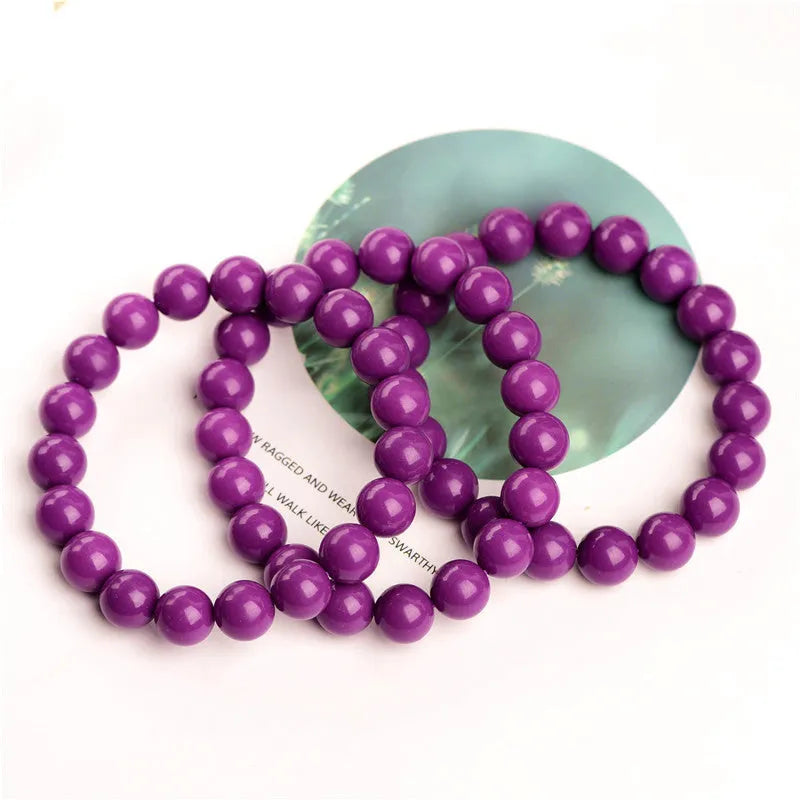 Jiuya polished purple mica crystal bracelet showing 5A grade beads in single circle design.