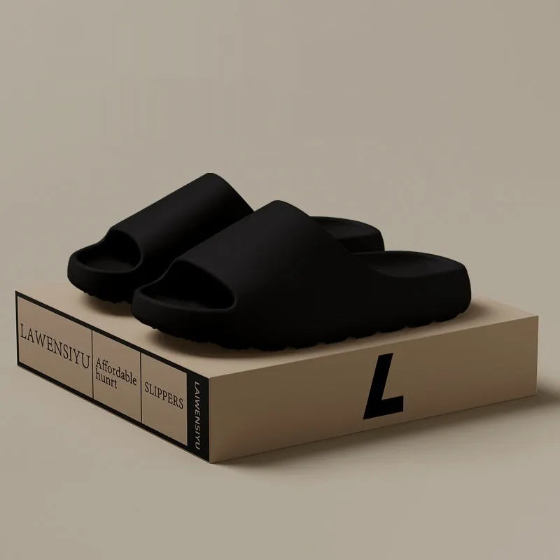 Women's beach slippers with thick EVA soles in beige, black, brown, and green colour options