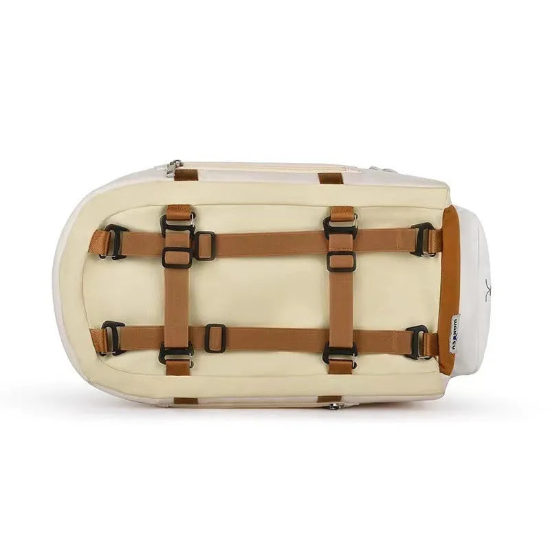 Beige hard-shell cat flight case with ventilation slots for pets up to 15kg
