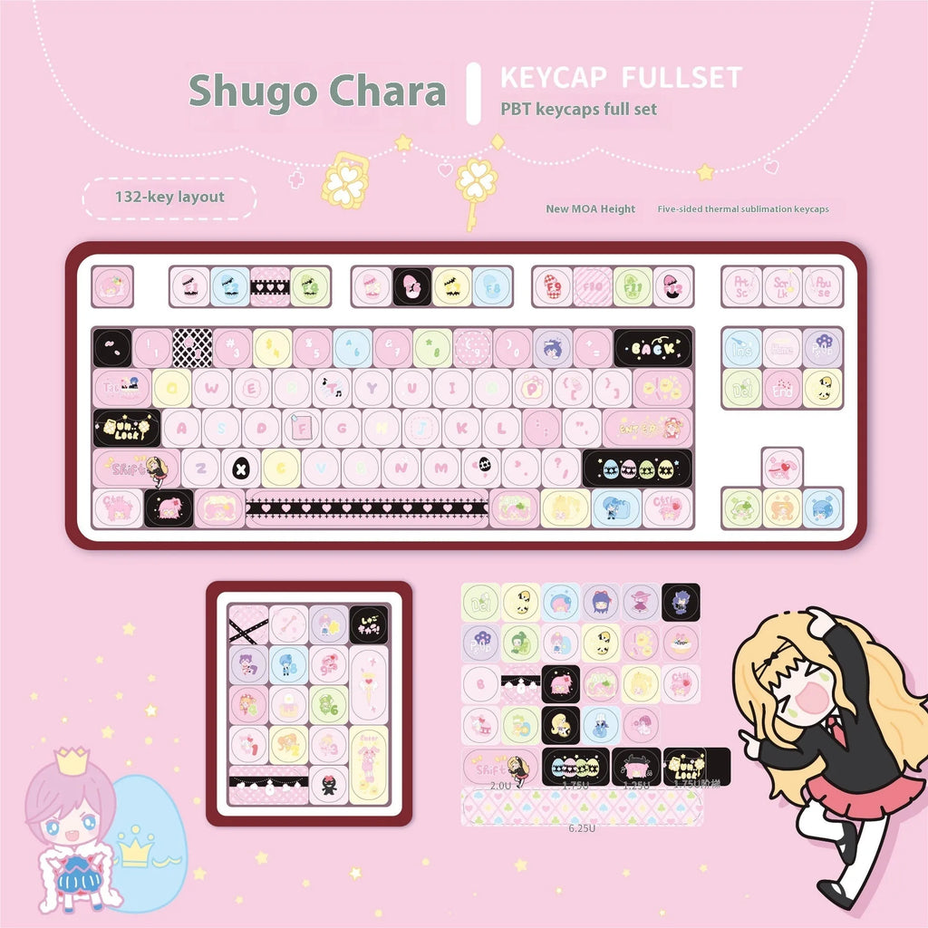 Shugo Chara MOA five-sided sublimation custom PBT key cap for mechanical keyboards in blister packaging