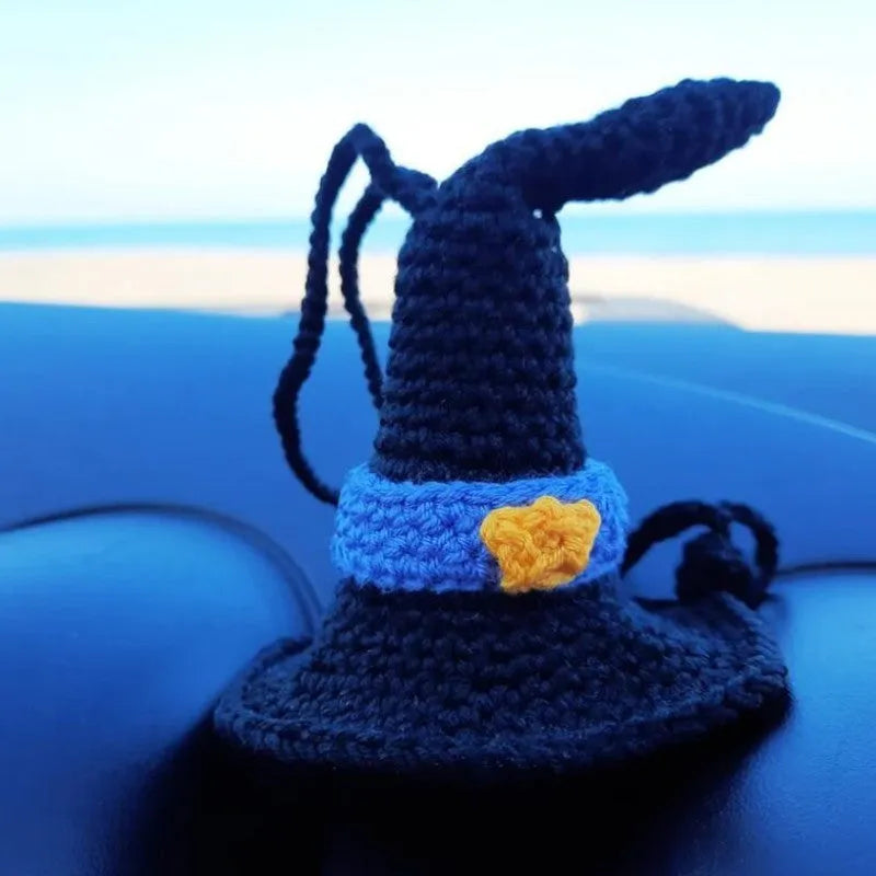 Hand-woven polyester car hanging ornament in cartoon character design