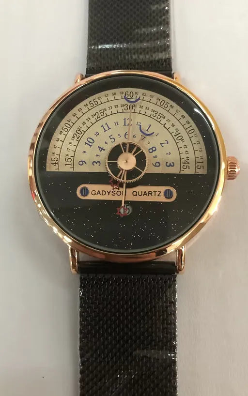 Men's M-1288 quartz sports watch with 40mm dial and alloy case in gold or silver colours