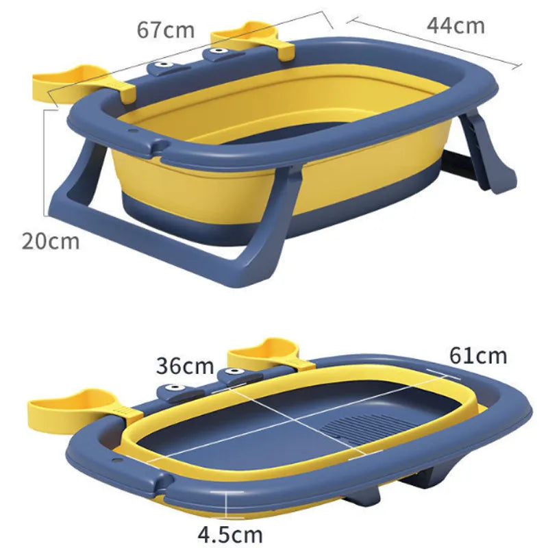 Blue foldable PVC pet tub for small cats and dogs showing portable design
