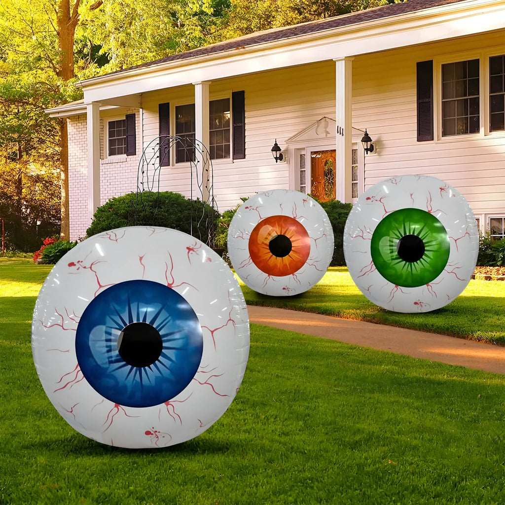 Halloween eyeball balloon inflatable with bloodshot design in green colour