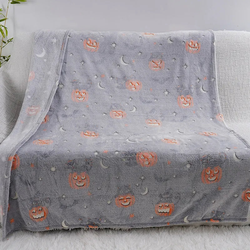 Child flannel air conditioner cover blanket with cartoon design in two size options