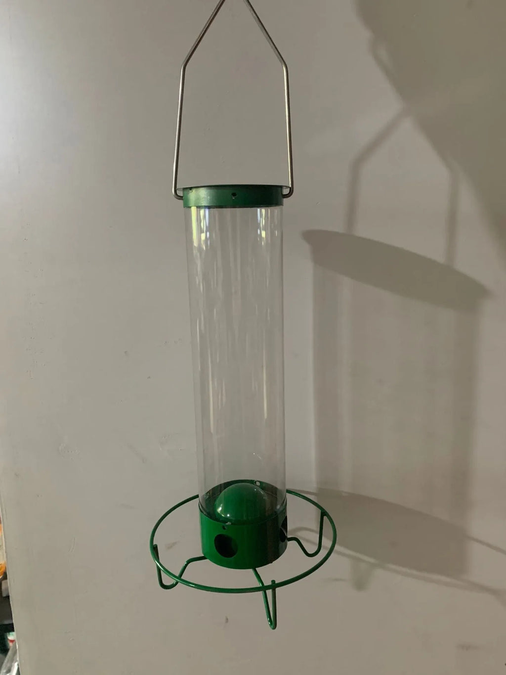 White metal hanging hummingbird feeder bird cage in geometric style with iron construction