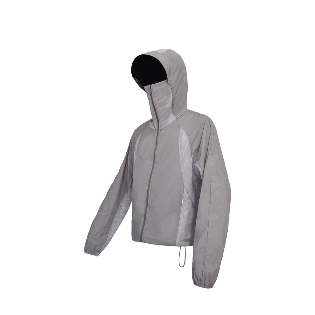 Nylon sun protective clothing with mesh stitching in desert brown colour showing regular length cut