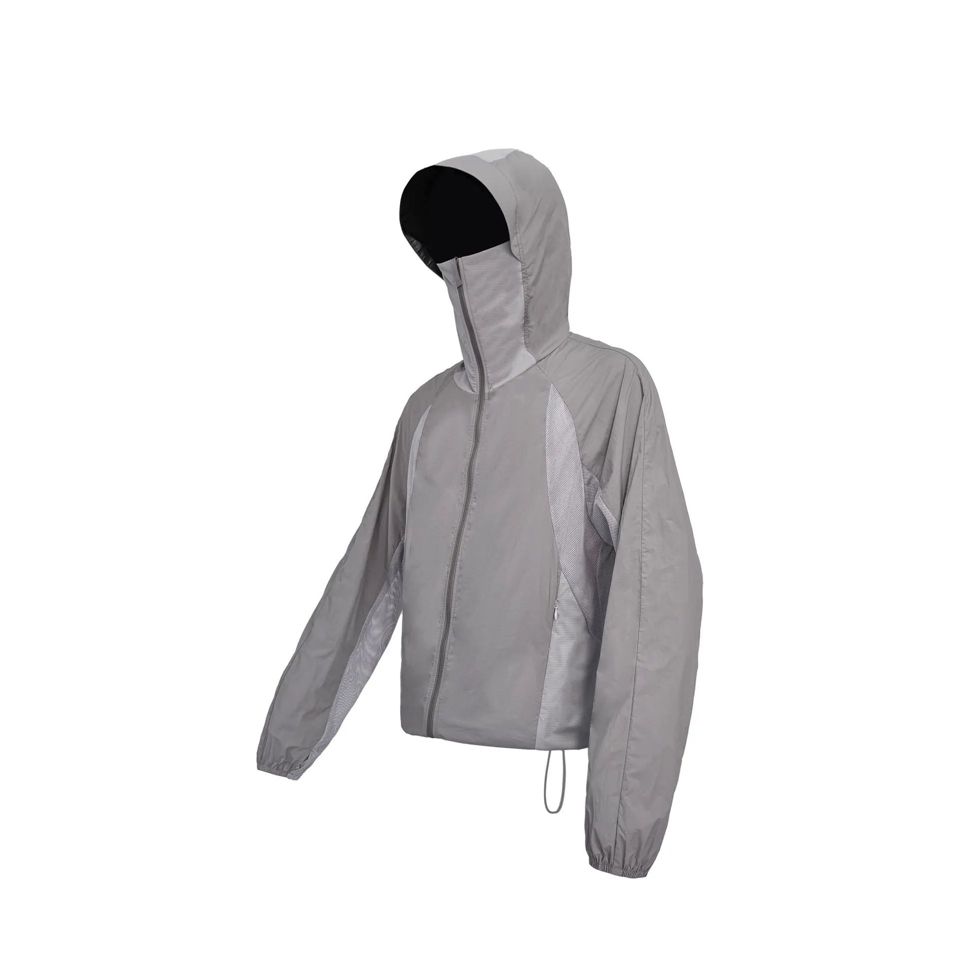 Nylon sun protective clothing with mesh stitching in desert brown colour showing regular length cut