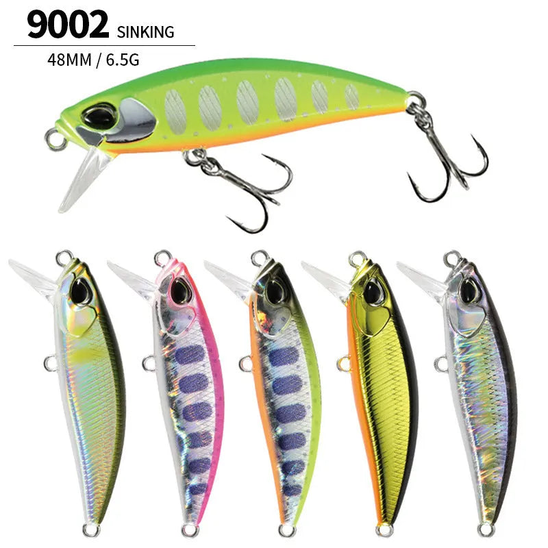 48mm submerged mino fishing lure for mandarin fish and snakehead in various colours