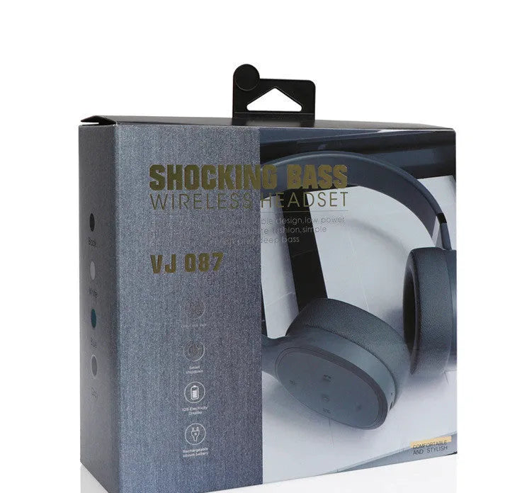 Wireless Bluetooth headset in black, showing over-ear design with 40mm speakers and Bluetooth 5.0 connectivity.