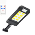 Solar wall light with 160COB LED lamps and motion sensor mounted on outdoor wall