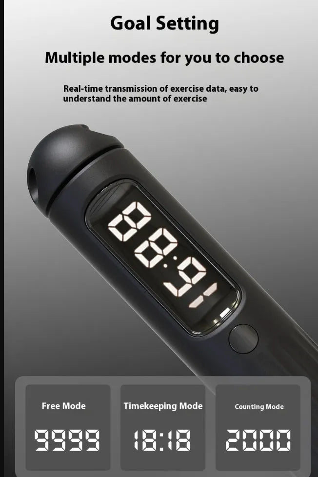 Smart Bluetooth skipping rope with counter and weight bearing ball in A8 black colour
