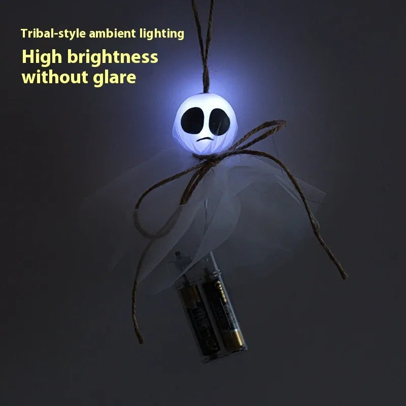 Halloween LED lighting chain with battery box and ghost-coloured lights for venue decoration