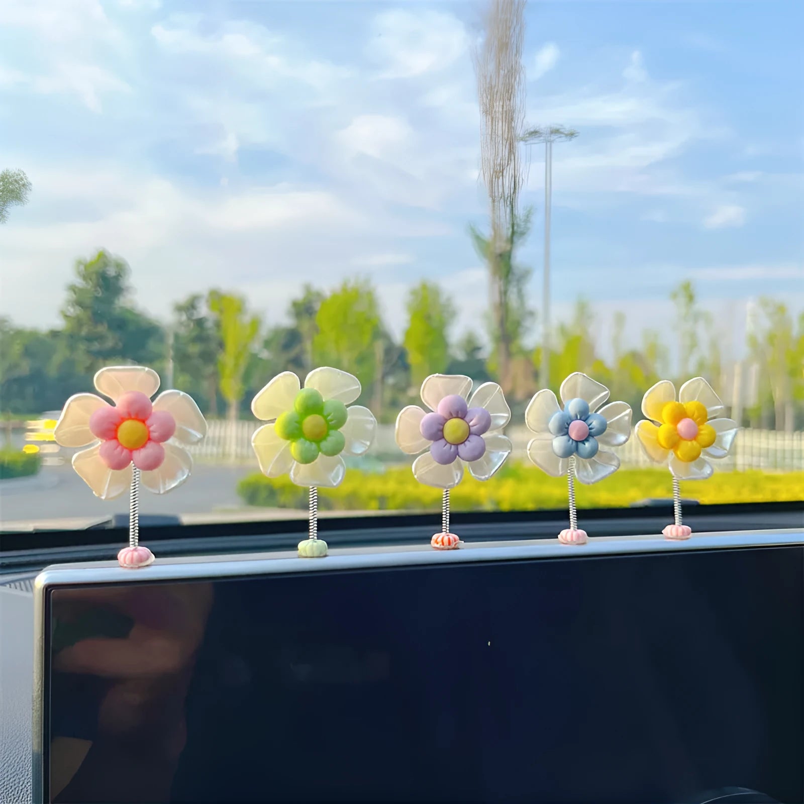 Colourful plastic swing ornament for car dashboard decoration