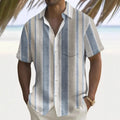 Multicolour printed men's leisure shirt with loose fit cardigan style on hanger