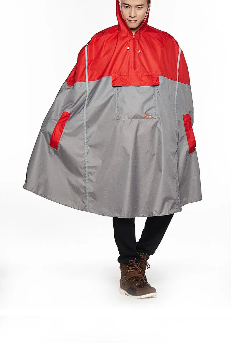 Multifunctional riding raincoat poncho 109cm length PU glue fabric cycling hiking lightweight backpack-style