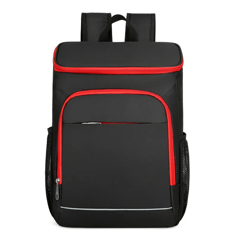 Large thermal insulated oxford cloth backpack with curved shoulder straps in grey and orange colour option