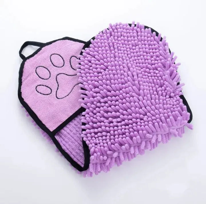 Blue pet bath robe towel for dogs and cats on a white background.