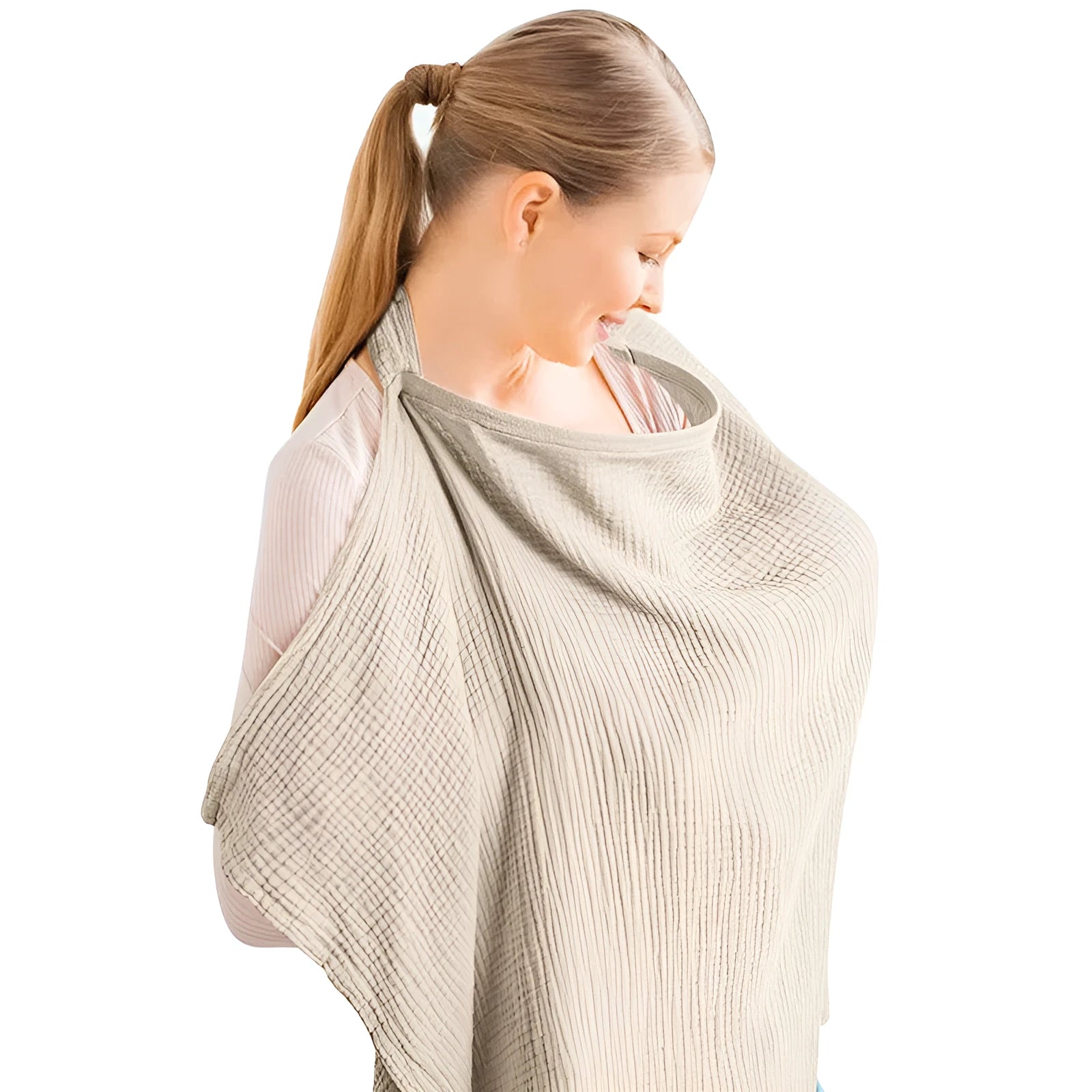 Breathable muslin nursing cover with rigid hoop for breastfeeding privacy