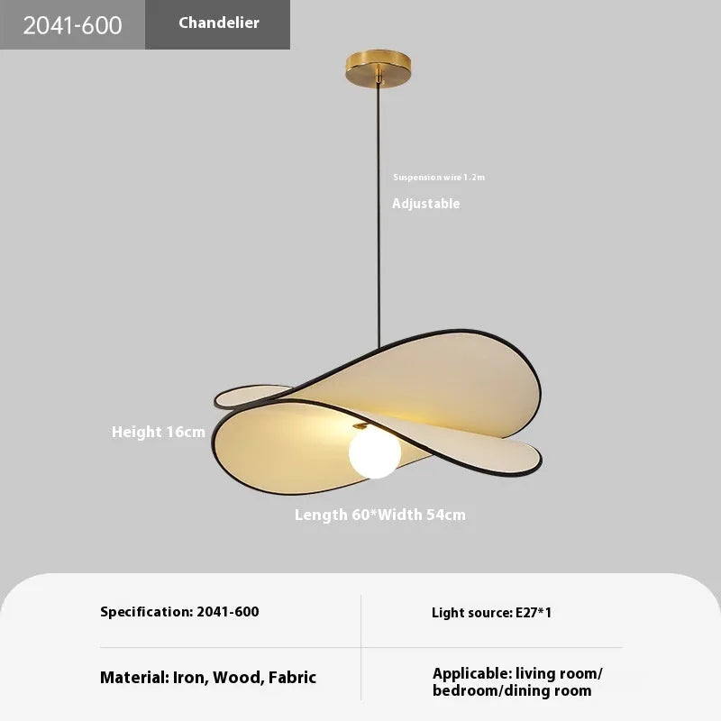 French style artistic chandelier pendant light with fabric potato chip shades in white
