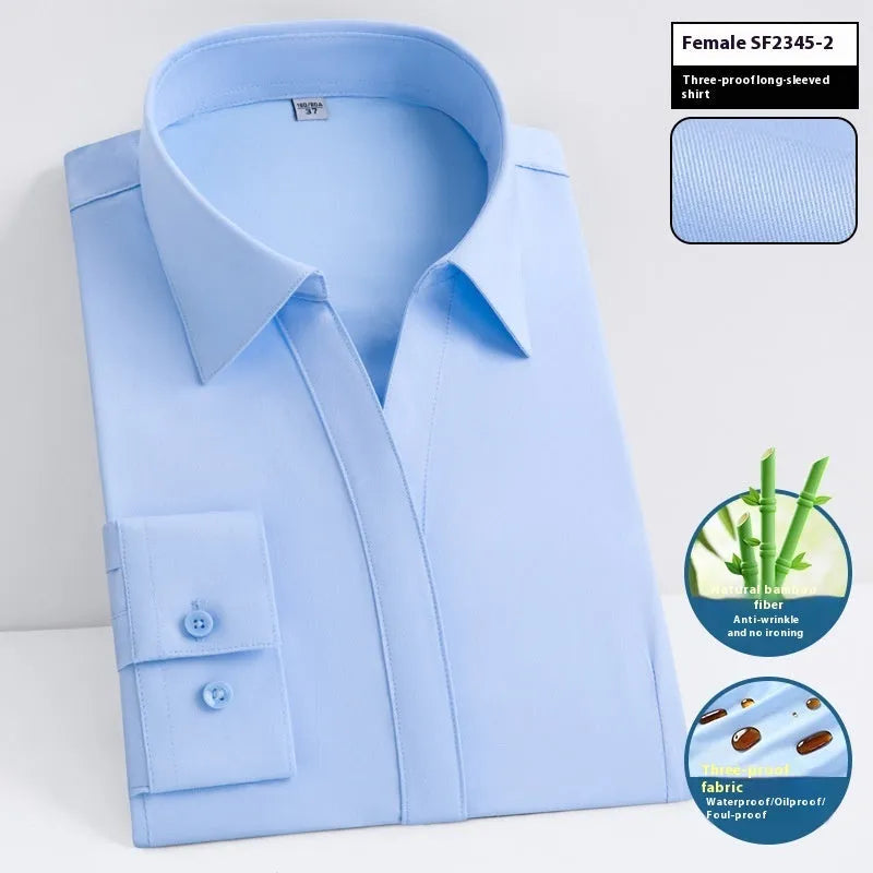 Men's slim fit bamboo fibre business shirt in solid colour with square collar.