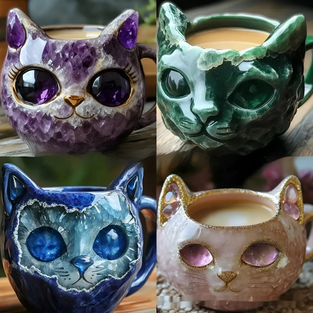 Synthetic resin geode mug decorative craft in purple, blue, green or pink colour options