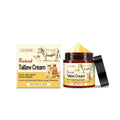 A 60g glass jar of Revived Tallow Cream moisturising cream with beeswax, honey and olive oil.