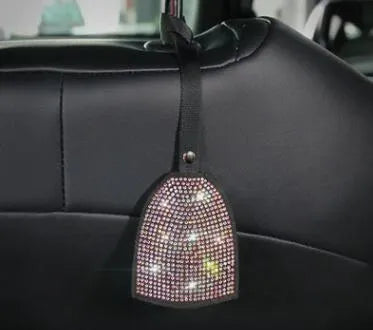 Black car magnet phone holder hook bracket with pink diamond-studded chair back hook