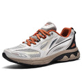 Men's breathable woven mesh sports shoes in black, low top with lace-up closure and rubber sole