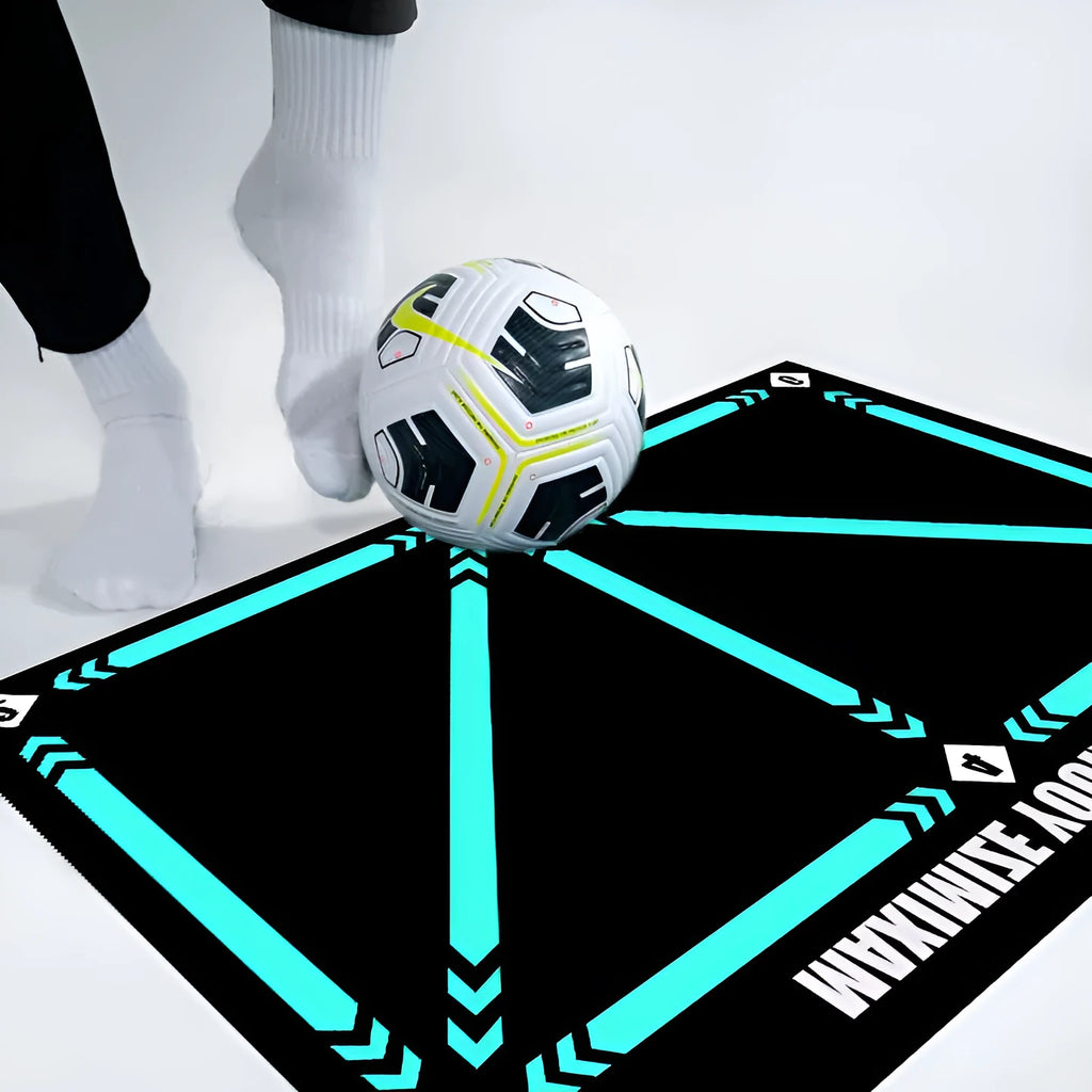 Cushion coloured rubber football training mat for indoor skill practice